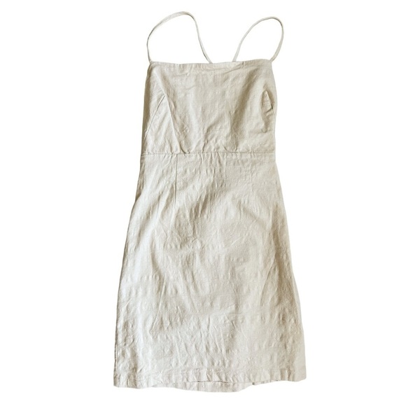 ASTR Mari Linen Blend Strappy Tie Back Neutral Mini Dress Size XS - Picture 5 of 8